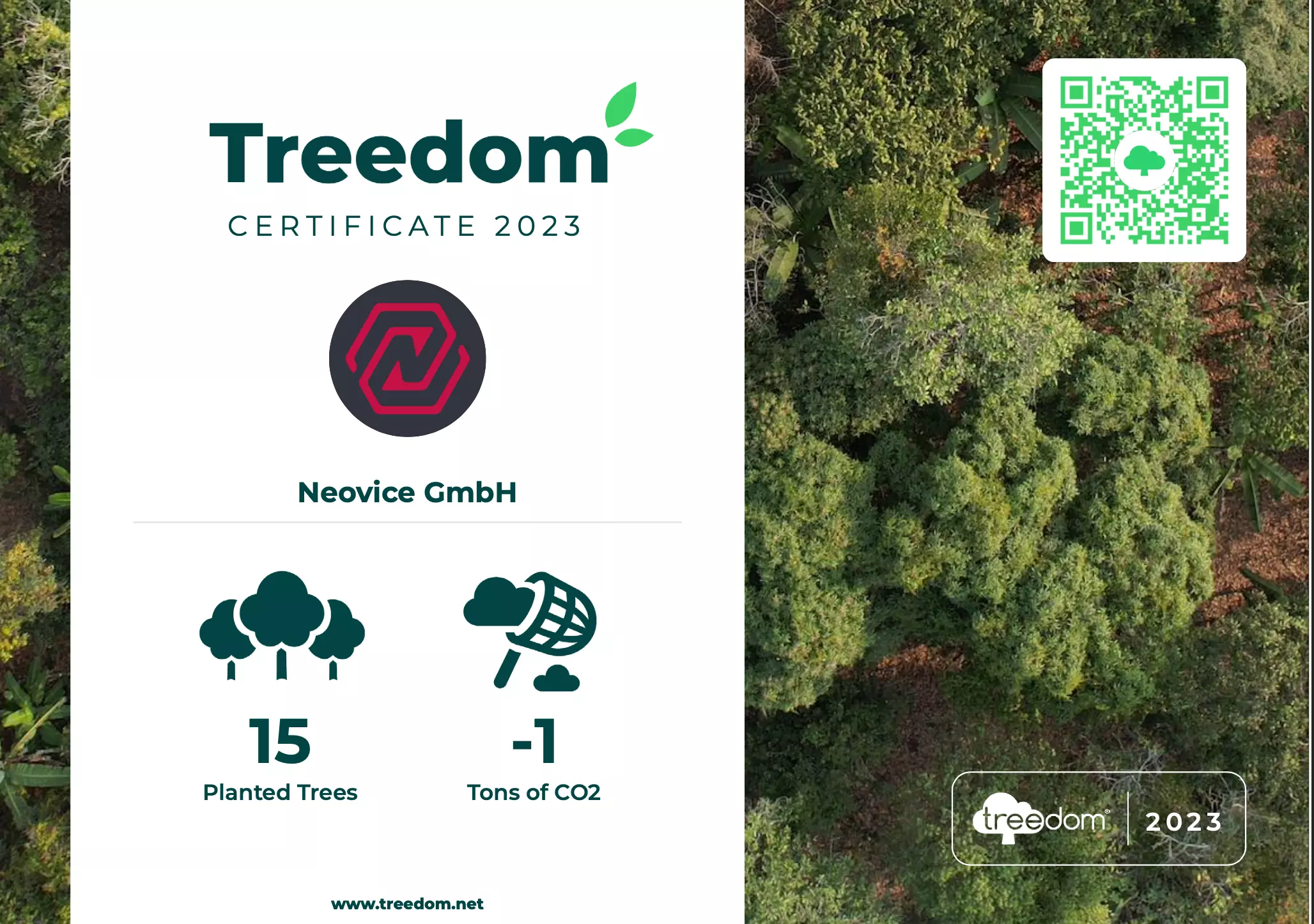 Neovice GmbH - Treedom Zertifizierung